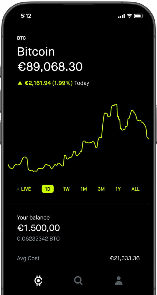 The Robinhood app showing a Bitcoin holding
