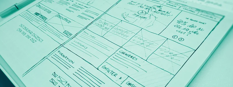Hand-drawn wireframe sketches on paper, the output of the sketching day